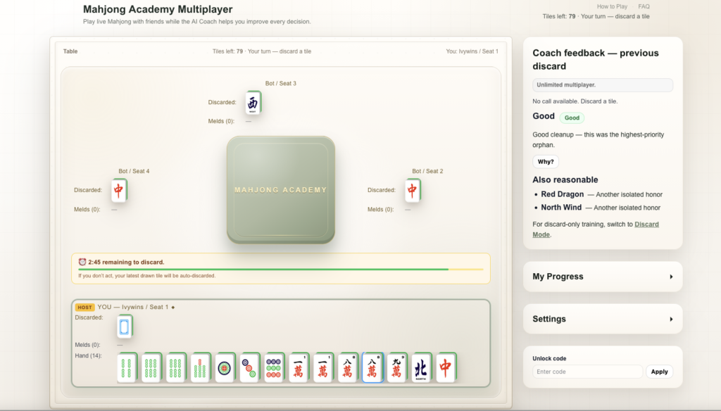 Mahjong multiplayer