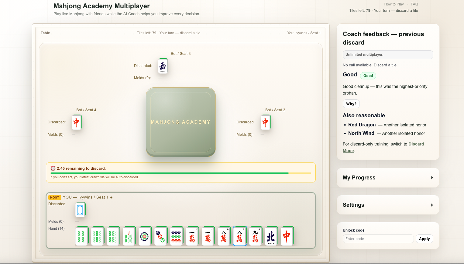 Play Mahjong online with friends using AI Companion